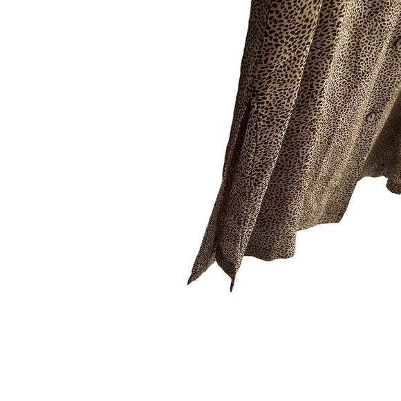 OLSEN EUROPE Silk Leopard Cheetah Print Button Front Midi Shirtdress Brown 14 - Picture 3 of 8